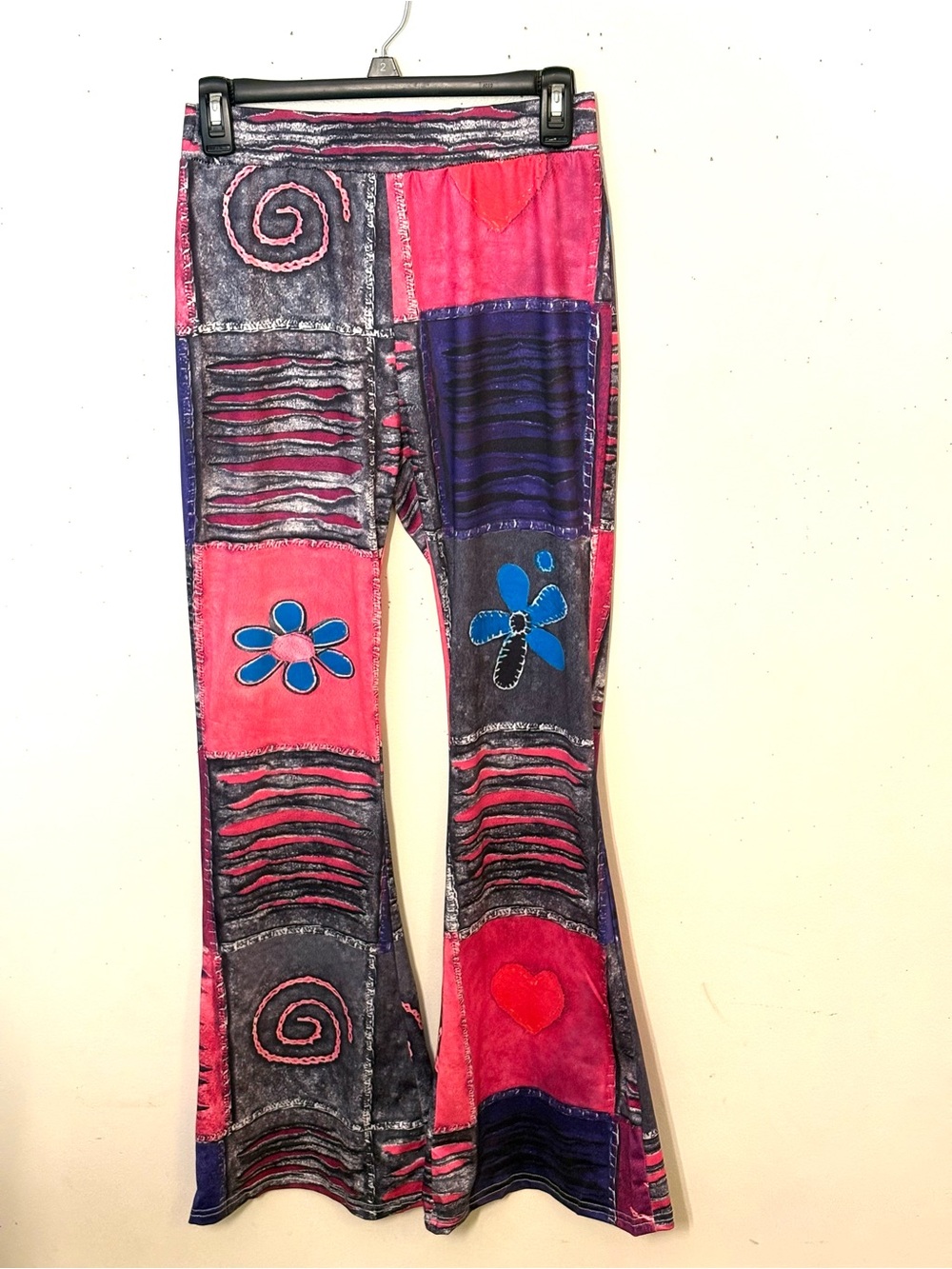 Colorblock Floral Patchwork Leggings — Pink & Blue